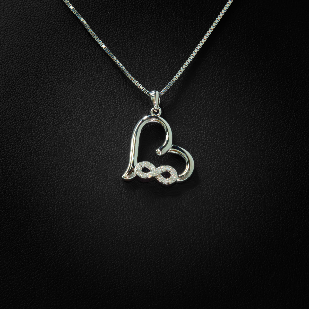 Moissanite Infinity Heart Pendant & Box Chain