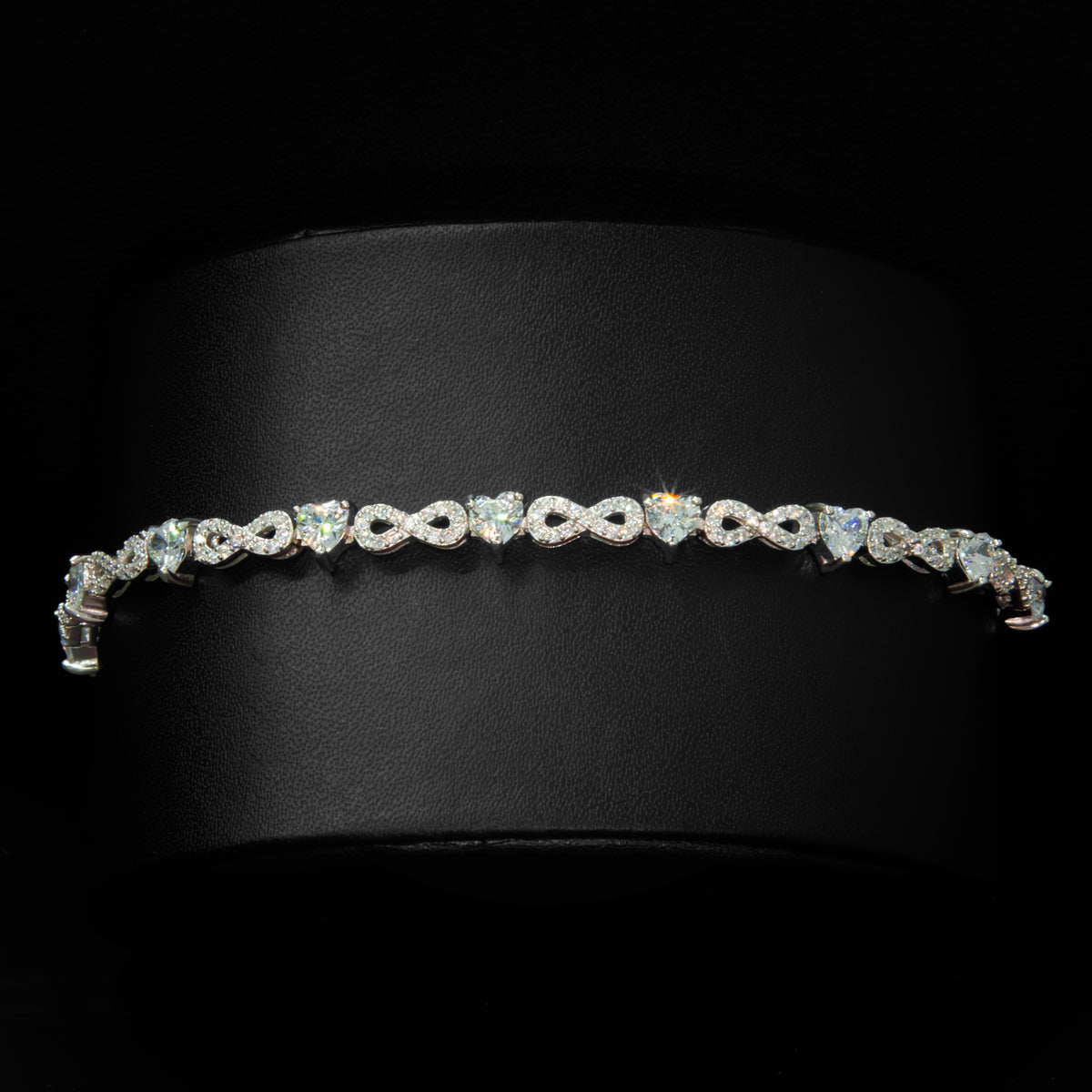 Infinity Heart Link Crystal Tennis Bracelet