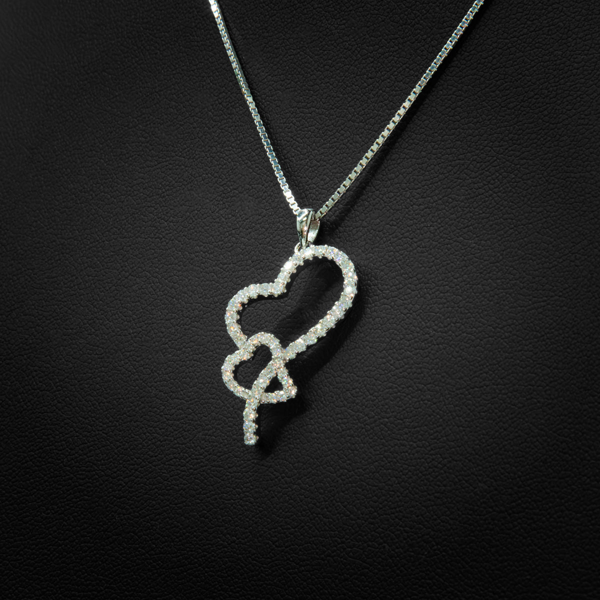 Moissanite Intertwined Heart Pendant & Box Chain