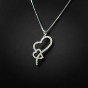 Moissanite Intertwined Heart Pendant & Box Chain