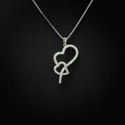 Moissanite Intertwined Heart Pendant & Box Chain
