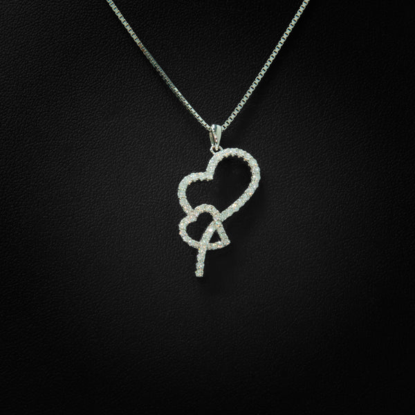VVS Moissanite Intertwined Heart Pendant & Box Chain