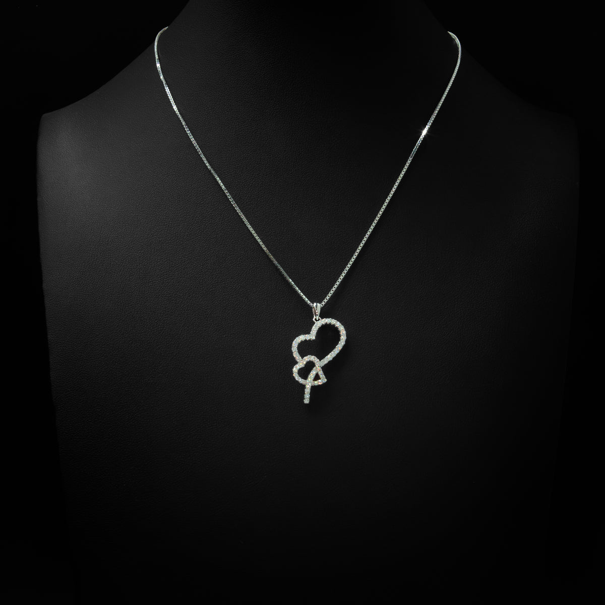 Moissanite Intertwined Heart Pendant & Box Chain