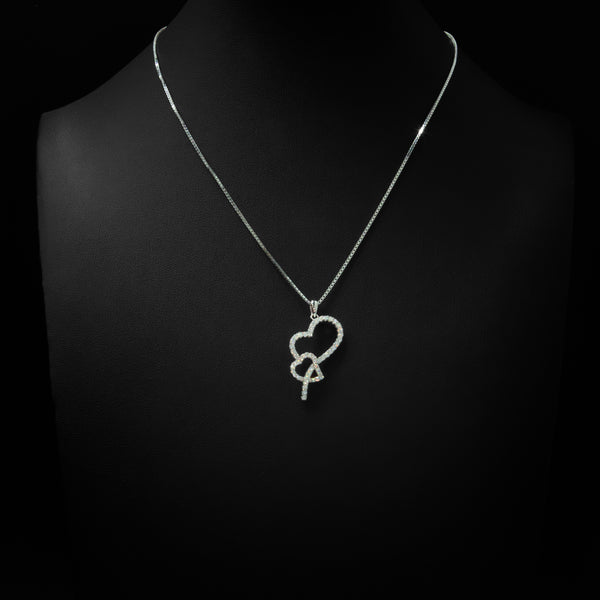 VVS Moissanite Intertwined Heart Pendant & Box Chain