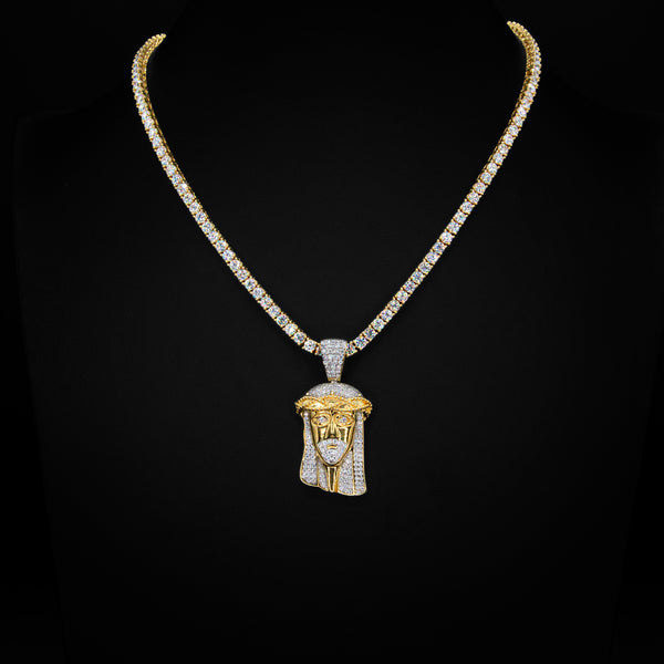 VVS Moissanite Jesus Pendant in Yellow Gold