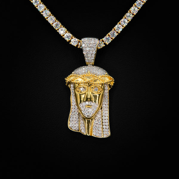 VVS Moissanite Jesus Pendant in Yellow Gold