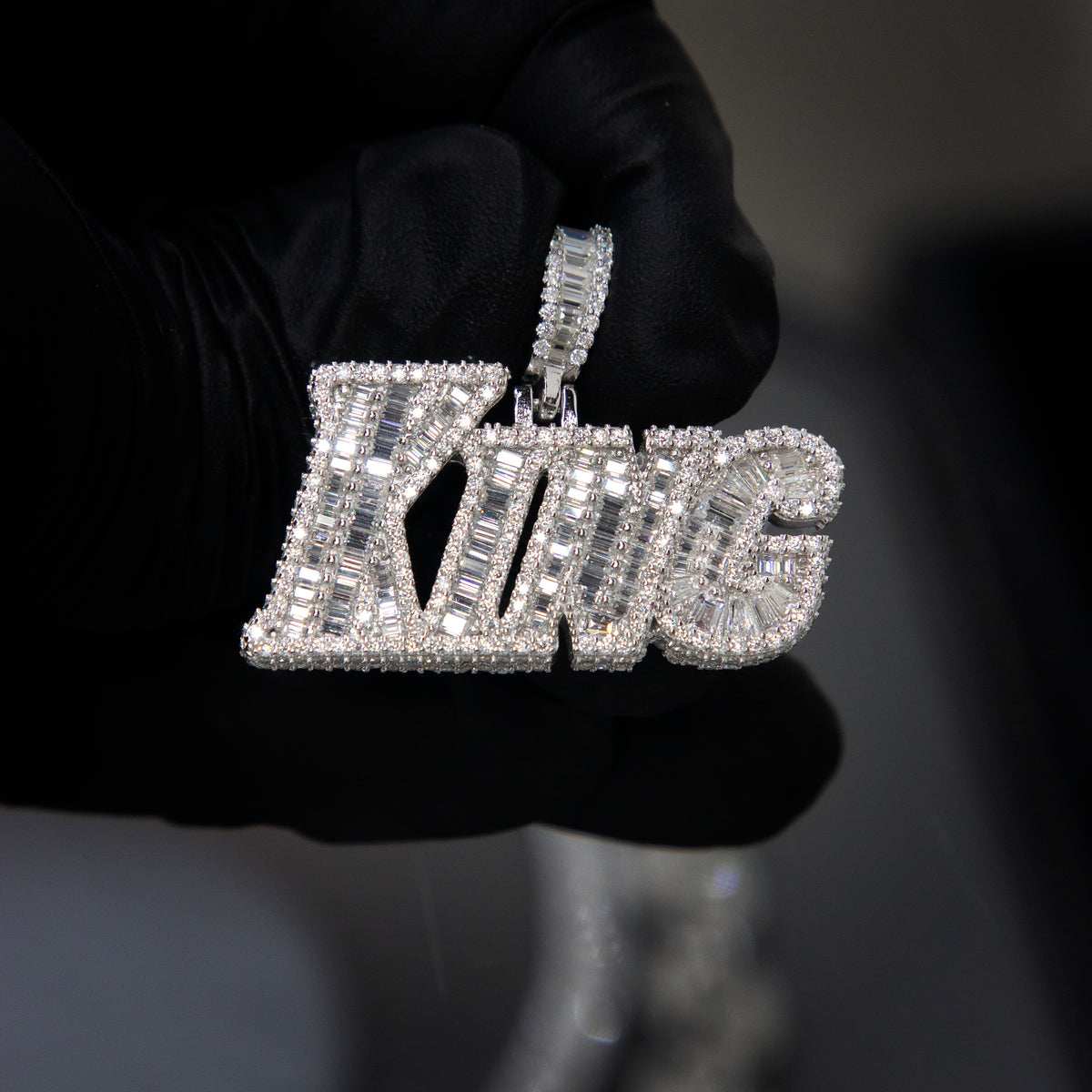 Moissanite Baguette King Pendant