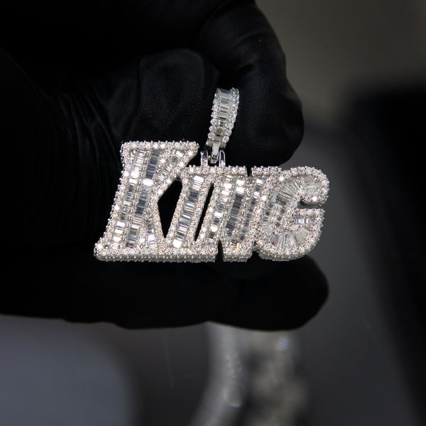 VVS Moissanite Baguette King Pendant