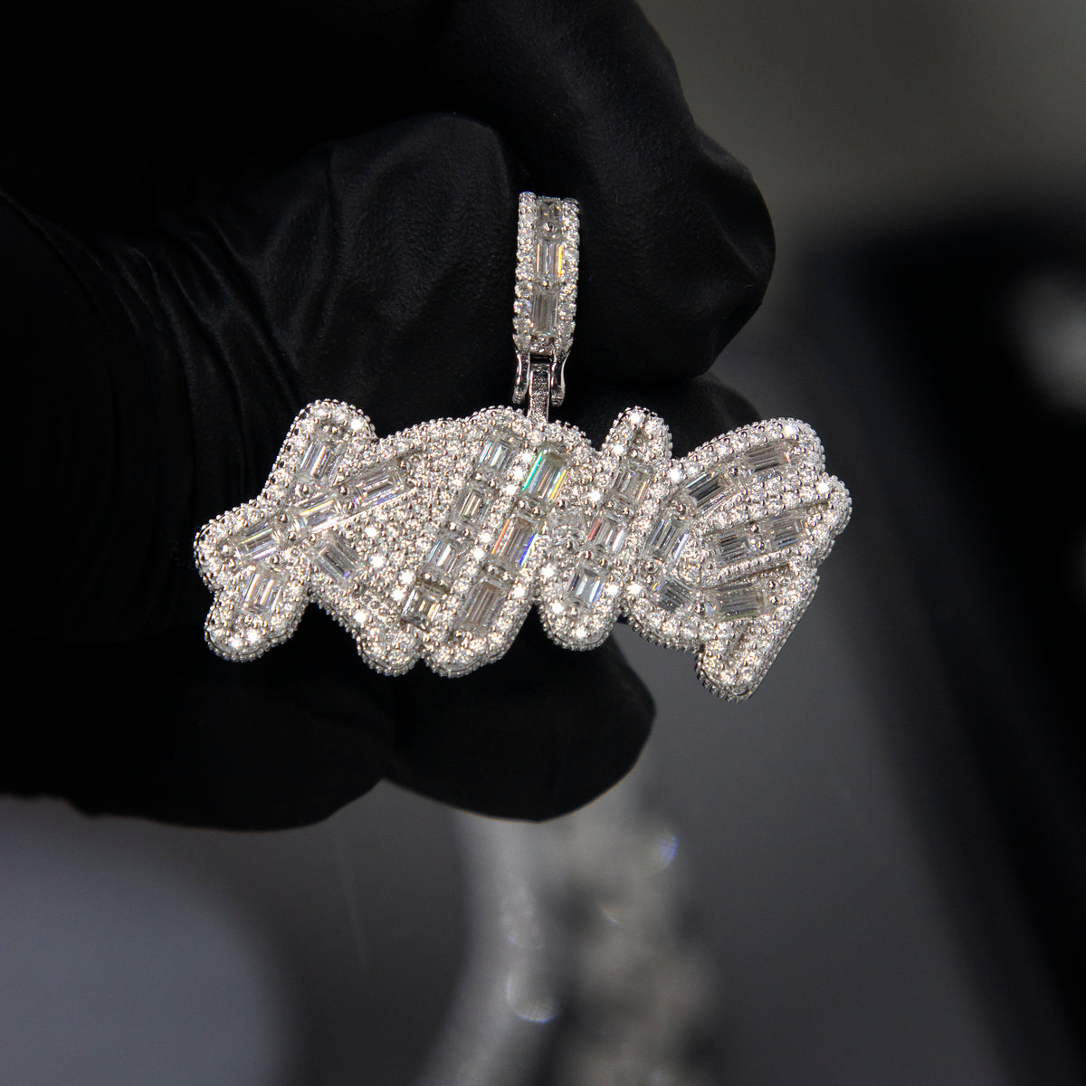 Moissanite Baguette King Pendant