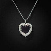 Moissanite Large Floating Heart Pendant & Box Chain