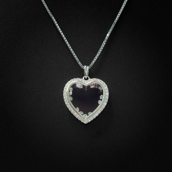VVS Moissanite Large Floating Heart Pendant & Box Chain