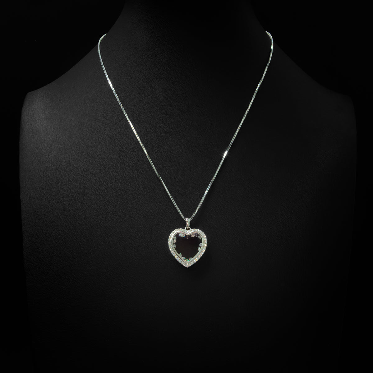 Moissanite Large Floating Heart Pendant & Box Chain