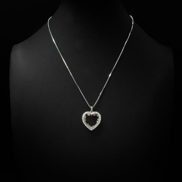 VVS Moissanite Large Floating Heart Pendant & Box Chain