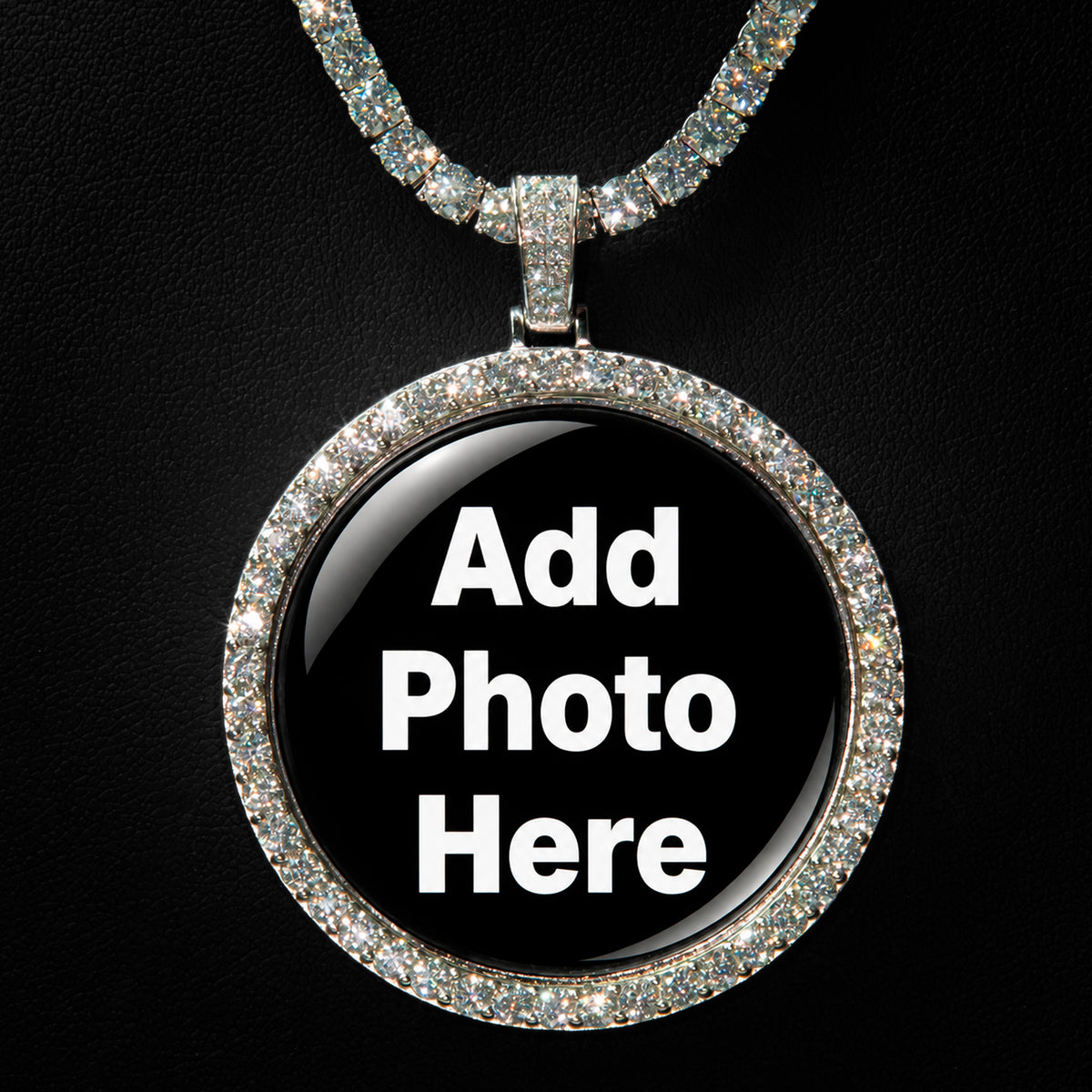 Moissanite Round Photo Pendant