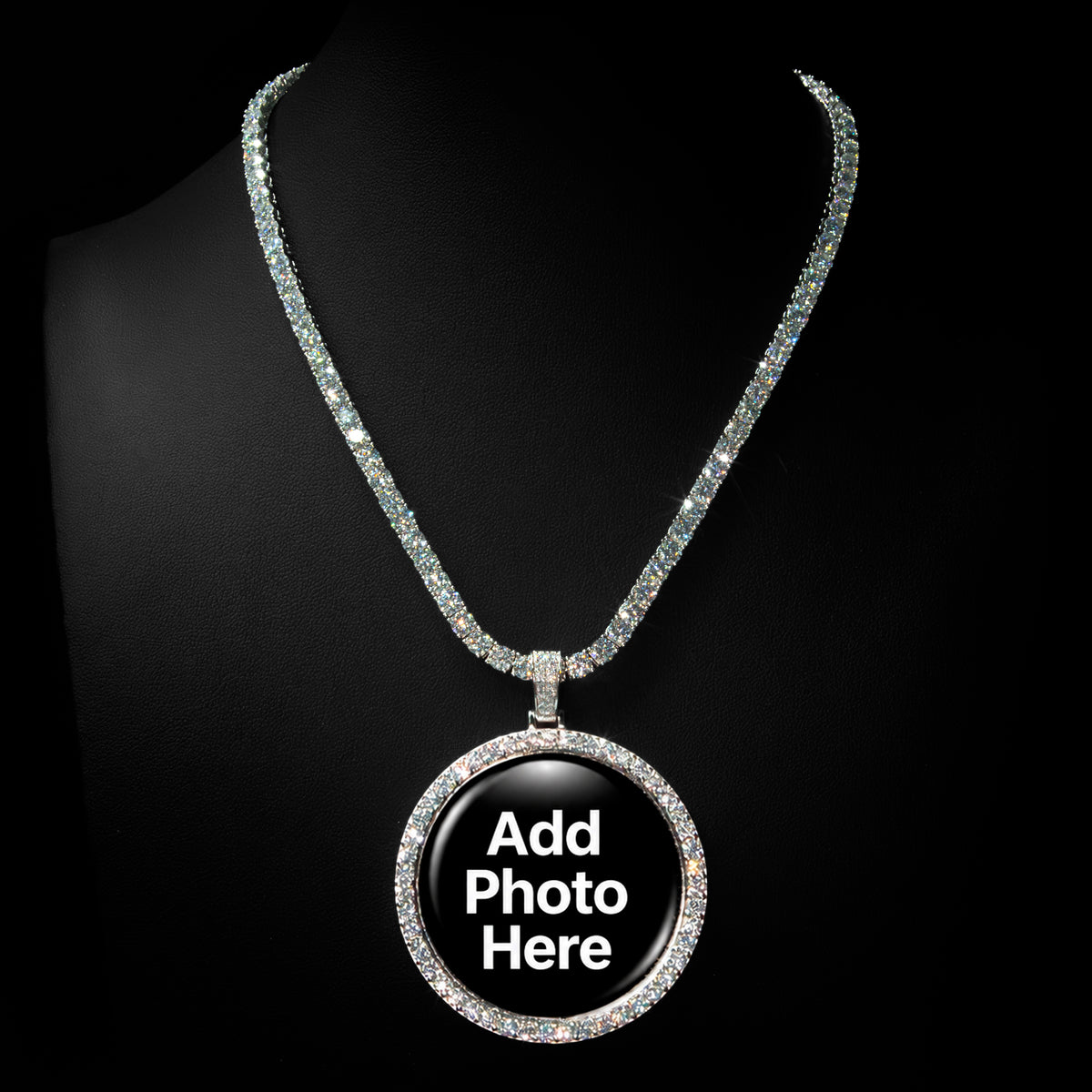 Moissanite Round Photo Pendant