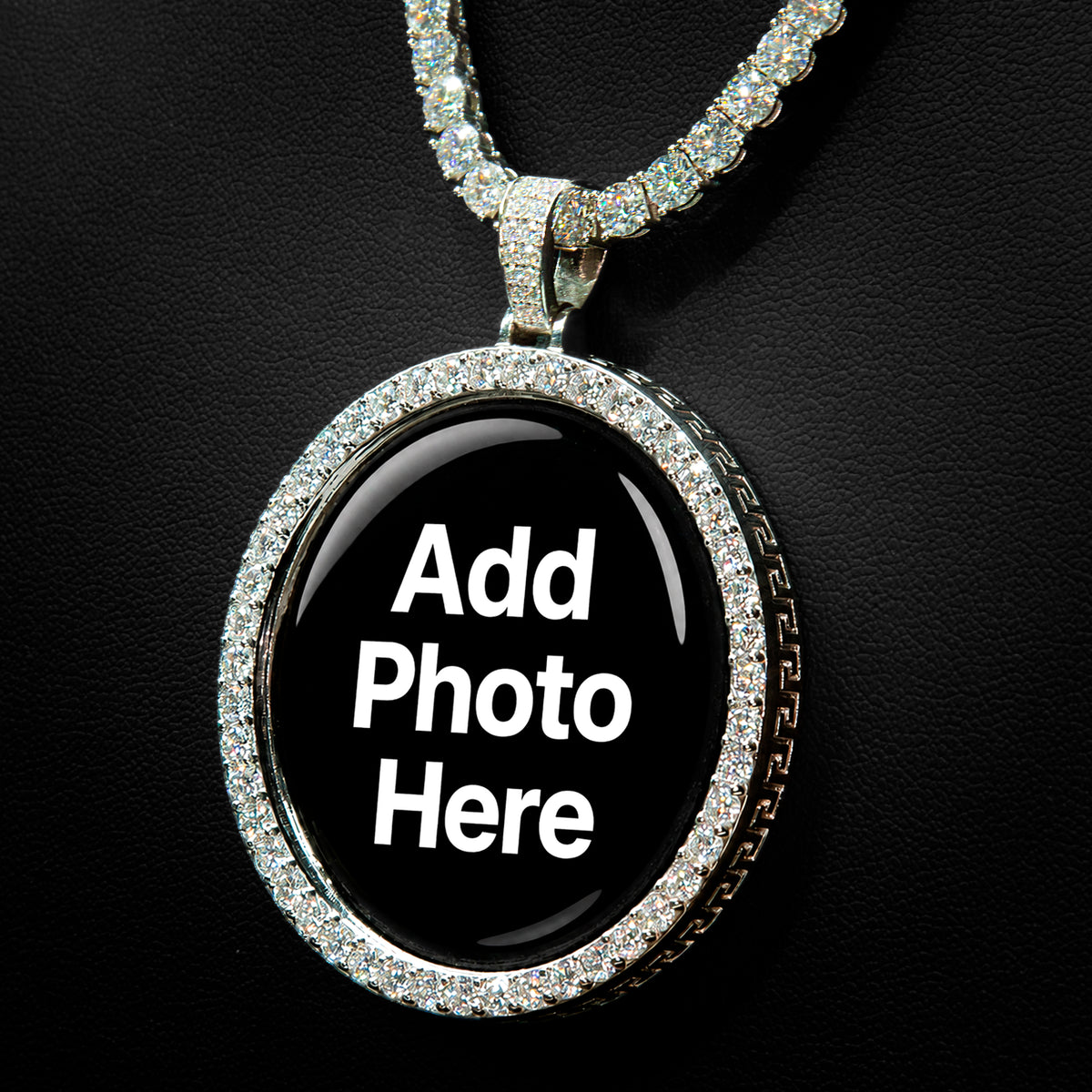 Moissanite Round Photo Pendant
