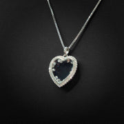 Moissanite Large Floating Heart Pendant & Box Chain