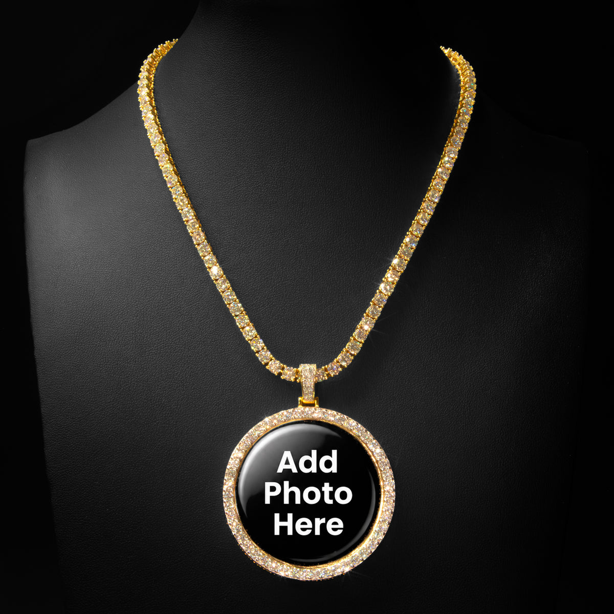 Moissanite Round Photo Pendant