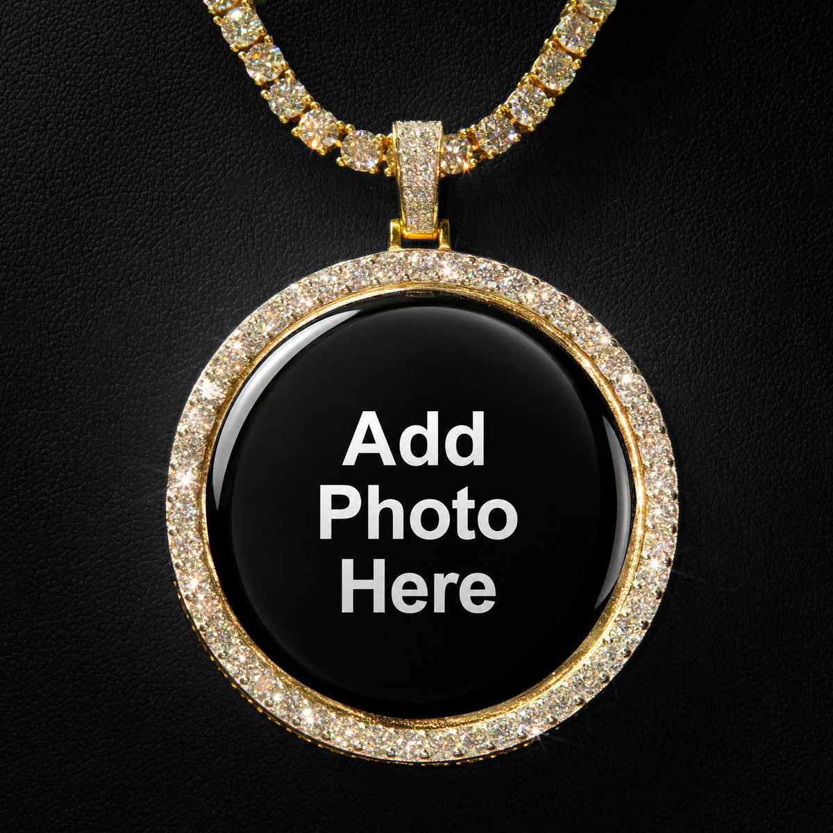 Moissanite Round Photo Pendant