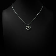 Moissanite Half & Half Heart Pendant & Box Chain