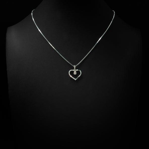 VVS Moissanite Half & Half Heart Pendant & Box Chain