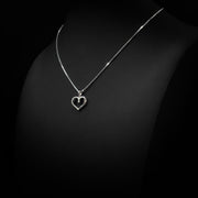 Moissanite Half & Half Heart Pendant & Box Chain