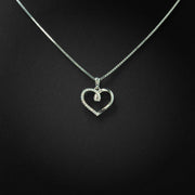 Moissanite Half & Half Heart Pendant & Box Chain