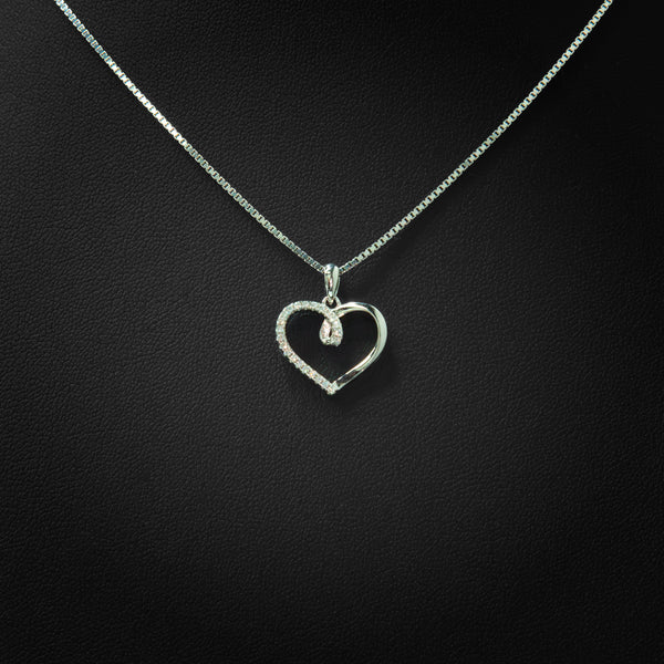 VVS Moissanite Half & Half Heart Pendant & Box Chain