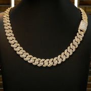 Moissanite 14mm Cuban Cluster Necklace