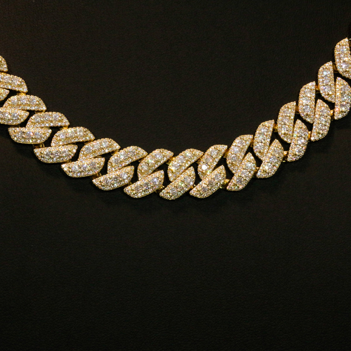 Moissanite 14mm Cuban Cluster Necklace