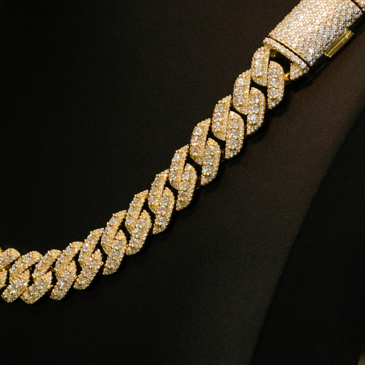Moissanite 14mm Cuban Cluster Necklace