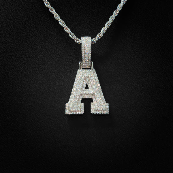 VVS Moissanite Medium Letter Pendant & Rope Chain