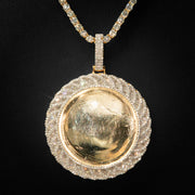Moissanite Baguette Photo Pendant in Yellow Finish