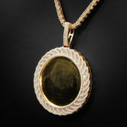 Moissanite Baguette Photo Pendant in Yellow Finish
