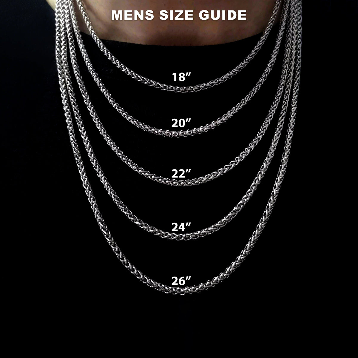 Men's necklace length guide