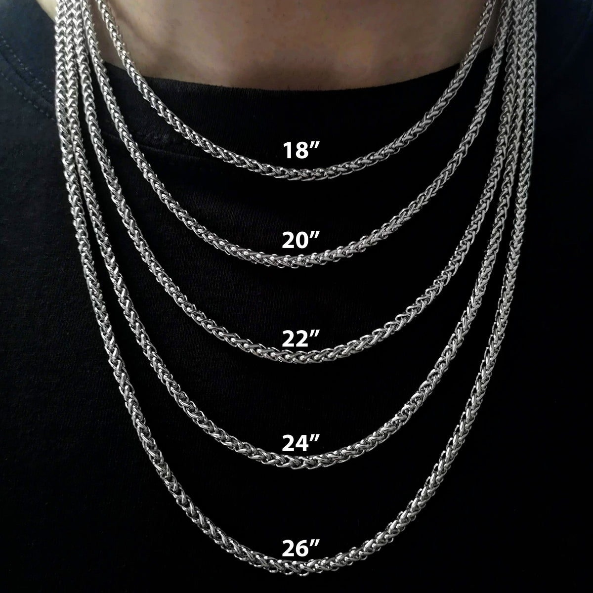 Men's necklace length guide