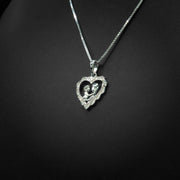 Moissanite Mother & Child Heart Pendant & Box Chain