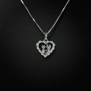 Moissanite Mother & Child Heart Pendant & Box Chain