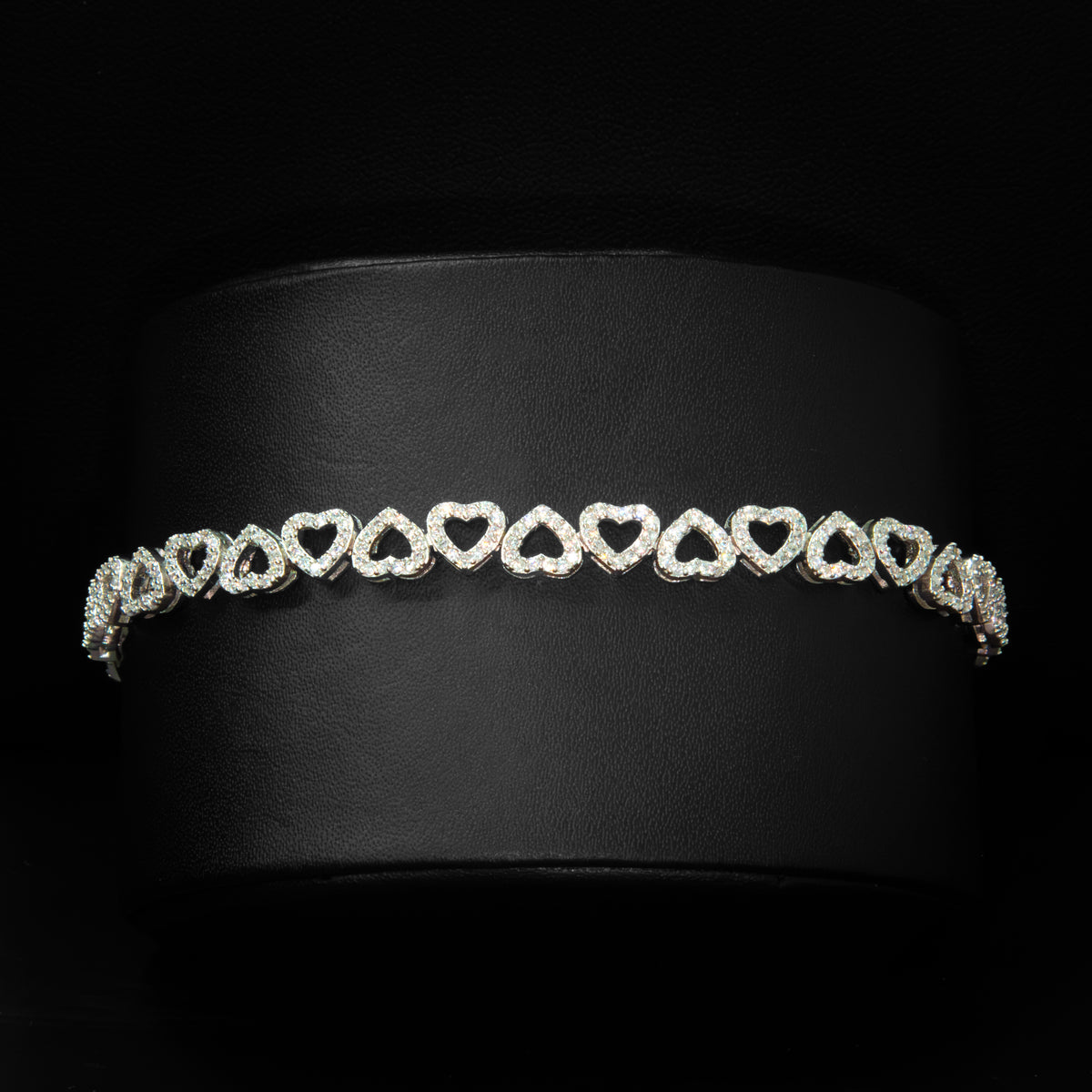 Open Heart Link Crystal Tennis Bracelet