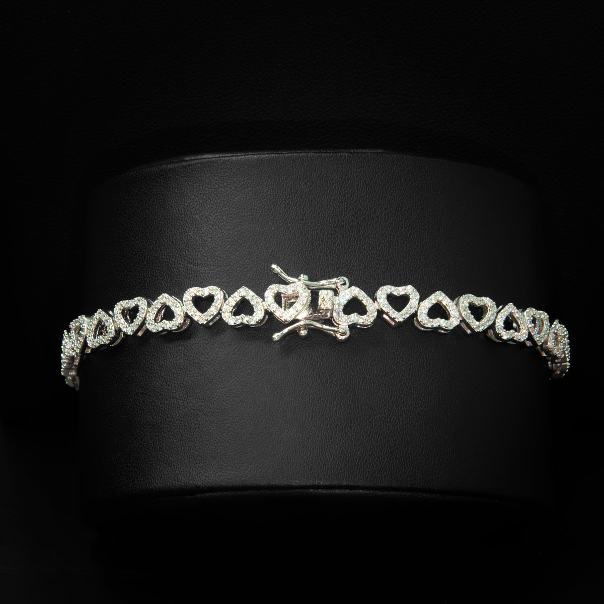Open Heart Link Crystal Tennis Bracelet
