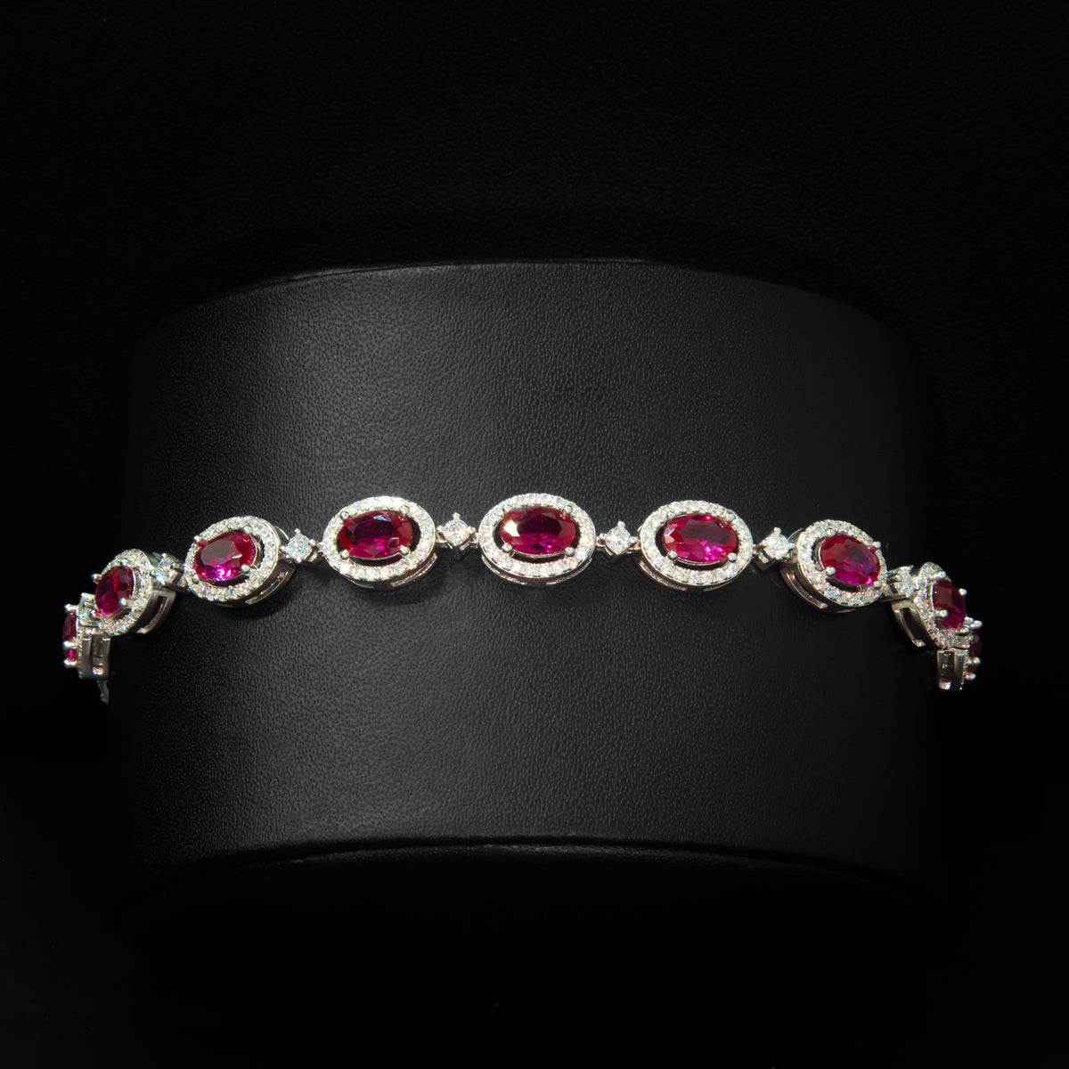 Oval Ruby Colored Crystal Bracelet
