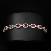 Oval Ruby Colored Crystal Bracelet