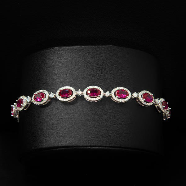 Oval Ruby Colored Crystal Bracelet