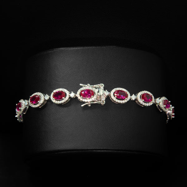 Oval Ruby Colored Crystal Bracelet