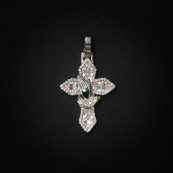 VVS Moissanite Praying Hands Cross Pendant