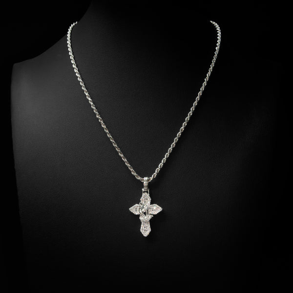 VVS Moissanite Praying Hands Cross Pendant