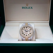 VVS Moissanite 41mm Two-Toned Timepiece with Yellow Gold