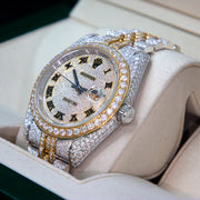 VVS Moissanite 41mm Two-Toned Timepiece with Yellow Gold