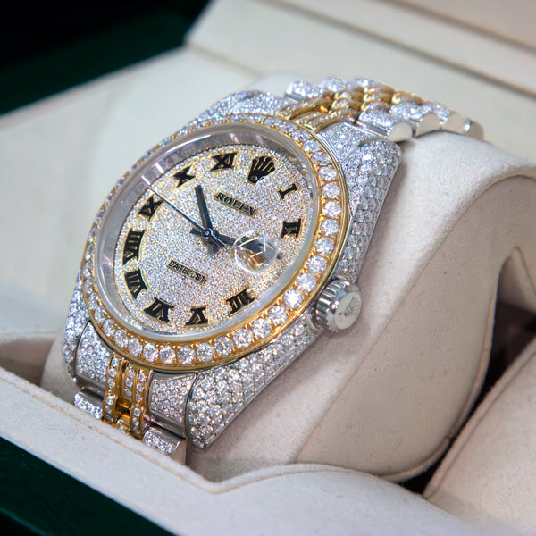VVS Moissanite 41mm Two-Toned Timepiece with Gold