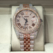 VVS Moissanite 41mm Two-Toned Timepiece with Rose Gold